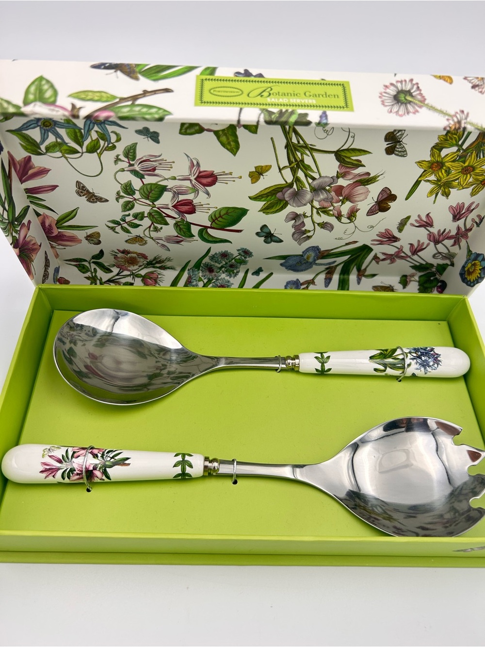 Portmeirion Botanic Garden Floral-Handle Serving Spoon Set - White